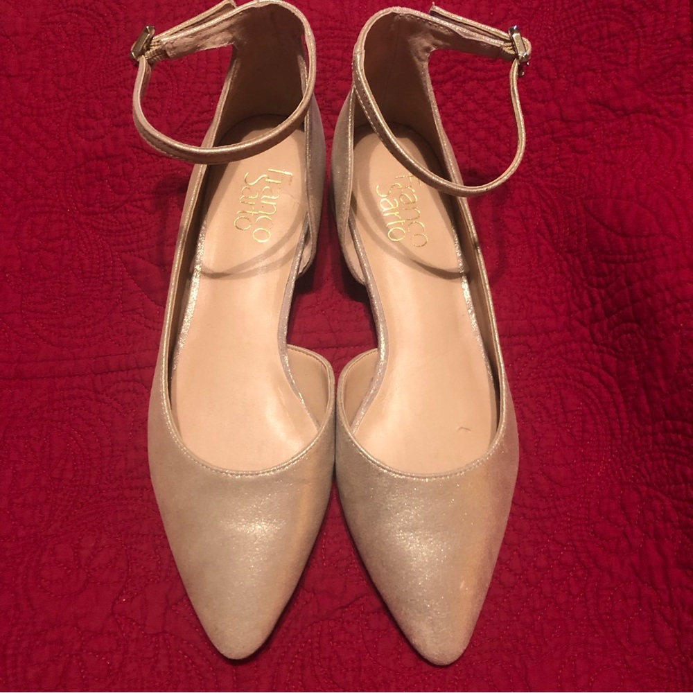 Never worn Franco Sarto ballerina with ankle strap…Champagne. No ordinal box.